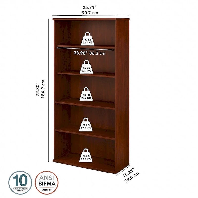 Studio C Tall 5 Shelf Bookcase Bookshelf Organizer by Bush Furniture