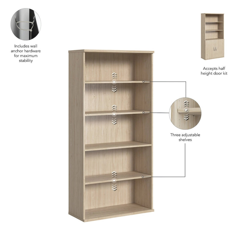 Studio C Tall 5 Shelf Bookcase Bookshelf Organizer by Bush Furniture