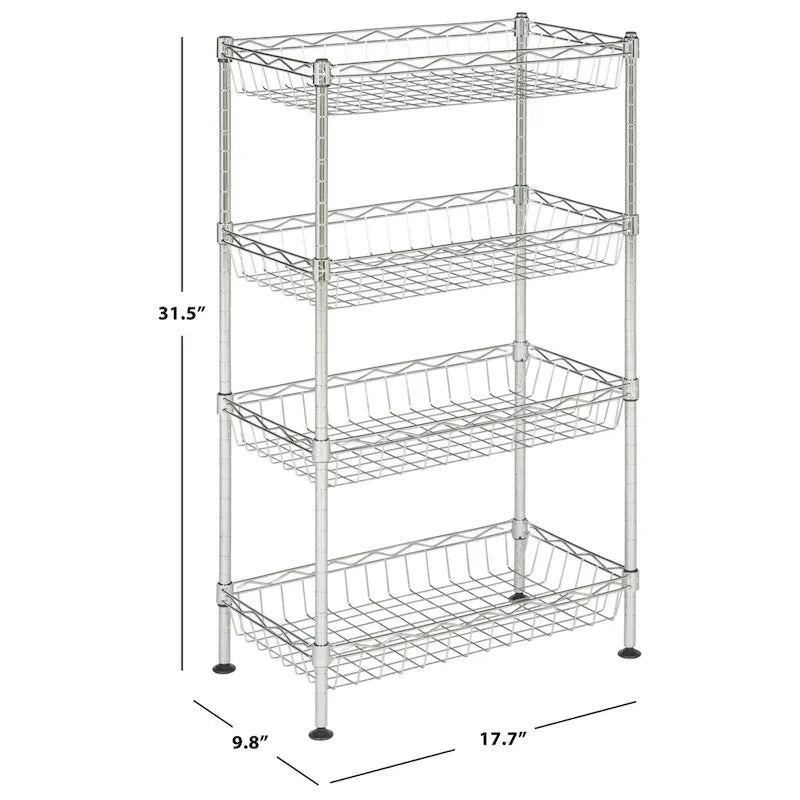 SAFAVIEH Storage Miljana 4-Tier Chrome Wire Mini Rack - 17.7 x 9.8 x 31.5 - 18Wx10Dx31H