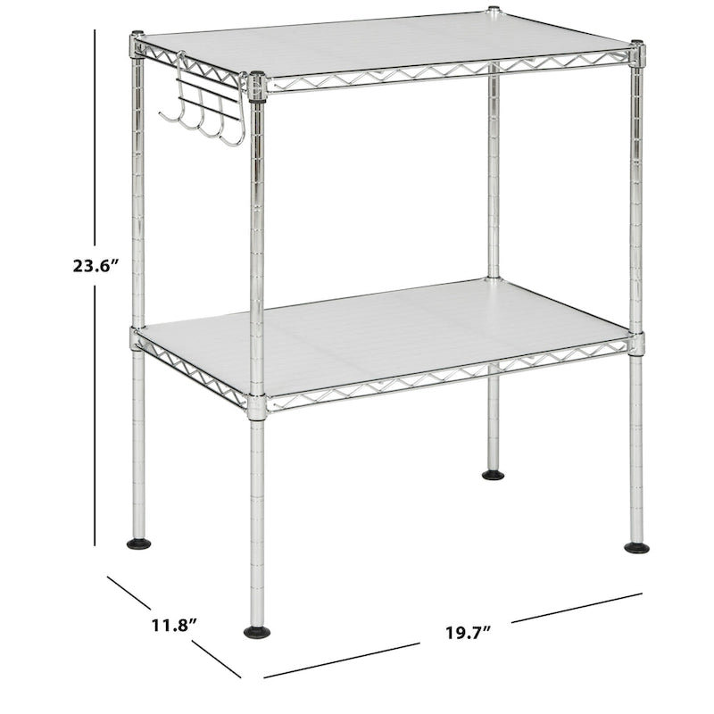 SAFAVIEH Storage Jeryl 2-Tier Chrome Wire Microwave Rack - 19.7 x 11.8 x 23.6 - 20Wx12Dx24H