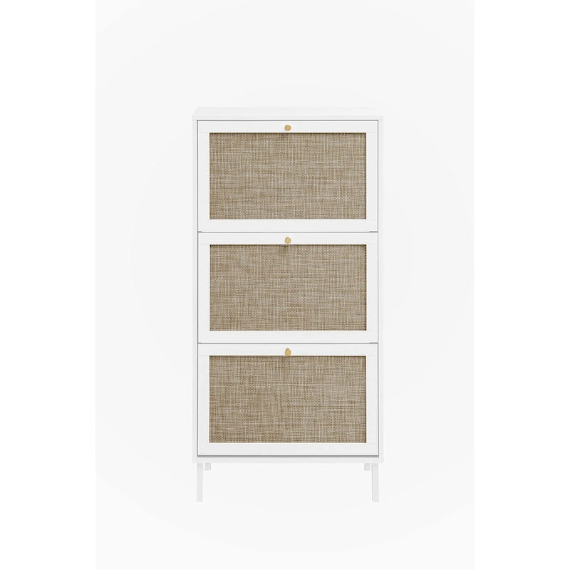 Rattan 3 Door Shoe Rack