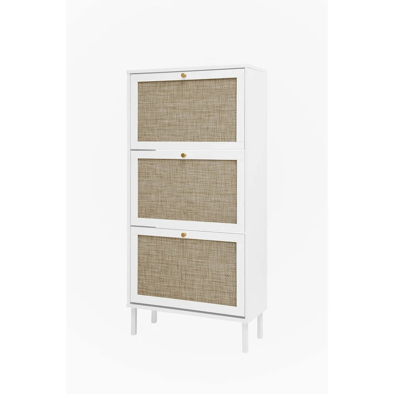 Rattan 3 Door Shoe Rack