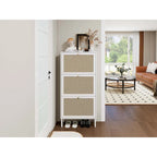 Rattan 3 Door Shoe Rack
