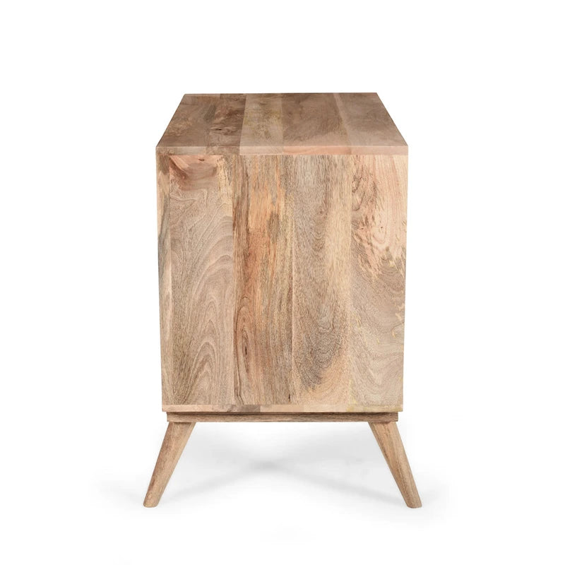 Latimer Mid-Century Modern Handcrafted Mango Wood 2 Drawer Cabinet with 2 Doors by Christopher Knight Home