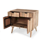 Latimer Mid-Century Modern Handcrafted Mango Wood 2 Drawer Cabinet with 2 Doors by Christopher Knight Home