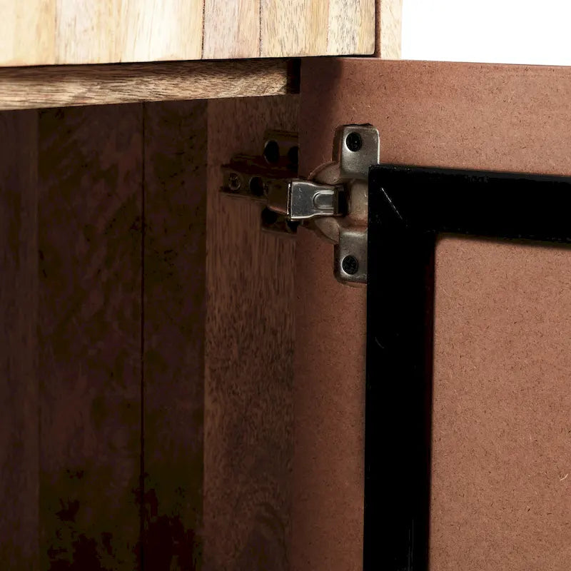 Latimer Mid-Century Modern Handcrafted Mango Wood 2 Drawer Cabinet with 2 Doors by Christopher Knight Home