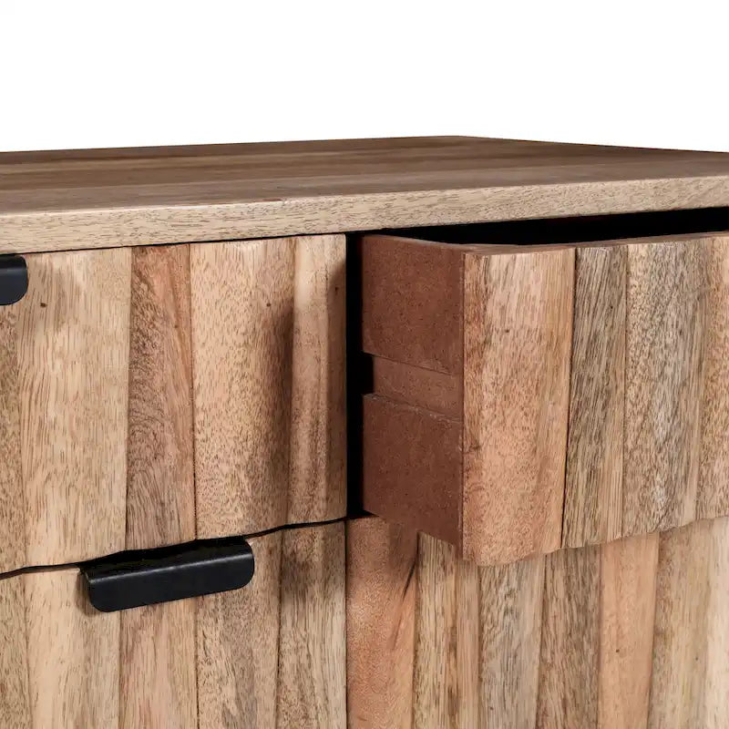 Latimer Mid-Century Modern Handcrafted Mango Wood 2 Drawer Cabinet with 2 Doors by Christopher Knight Home