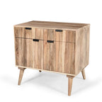 Latimer Mid-Century Modern Handcrafted Mango Wood 2 Drawer Cabinet with 2 Doors by Christopher Knight Home
