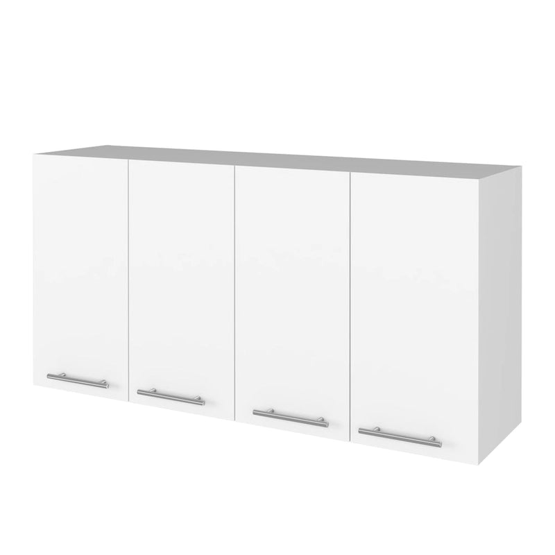 HomeRoots 47 White Wood Wall Mounted Accent Chest With Four Doors