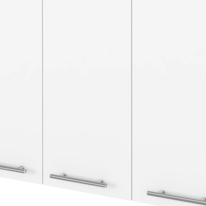 HomeRoots 47 White Wood Wall Mounted Accent Chest With Four Doors