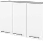 HomeRoots 47 White Wood Wall Mounted Accent Chest With Four Doors