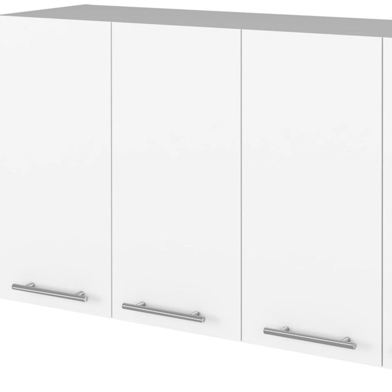 HomeRoots 47 White Wood Wall Mounted Accent Chest With Four Doors