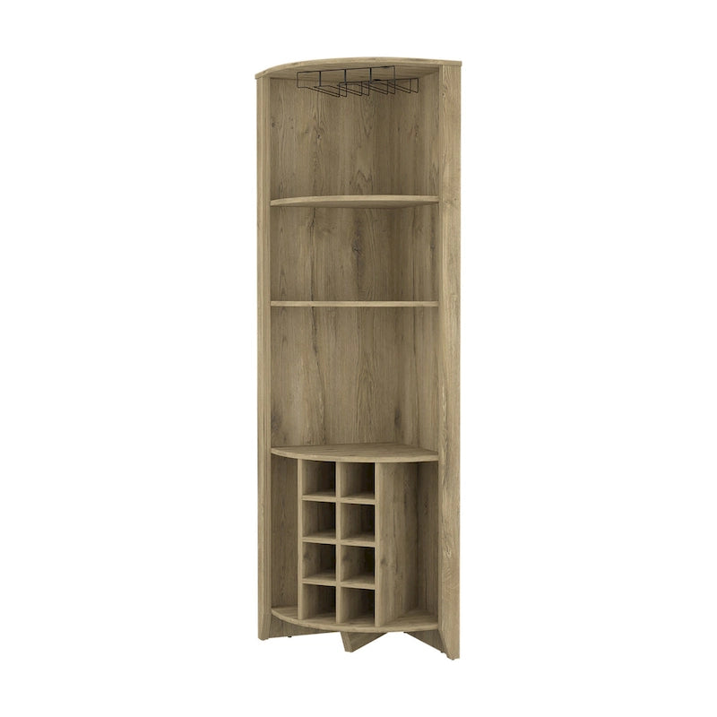 HomeRoots 71 Light Brown Wood Corner Bar Cabinet