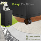 7-Drawer Vertical File Cabinet, Mobile Rolling Storage Dresser with Wheels