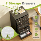 7-Drawer Vertical File Cabinet, Mobile Rolling Storage Dresser with Wheels