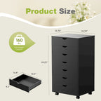 7-Drawer Vertical File Cabinet, Mobile Rolling Storage Dresser with Wheels