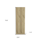 HomeRoots 71 Oak Wood Pantry Or Storage Closet - 23.6' X '70.8' X '11.8