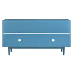 Modern 4-door Sideboard with Convex Pattern Doors and 2 Silver Handle for Living Room, Dining Room, Kitchen (Black)