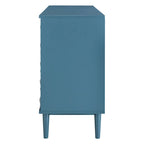 Modern 4-door Sideboard with Convex Pattern Doors and 2 Silver Handle for Living Room, Dining Room, Kitchen (Black)