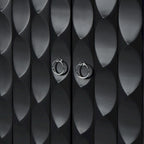 Modern 4-door Sideboard with Convex Pattern Doors and 2 Silver Handle for Living Room, Dining Room, Kitchen (Black)