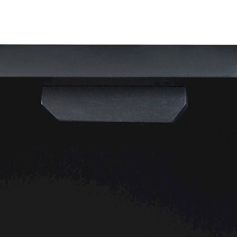 Modern 4-door Sideboard with Convex Pattern Doors and 2 Silver Handle for Living Room, Dining Room, Kitchen (Black)