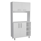 Kitchen Pantry Double Door Cabinet, Four Legs, Three Shelves
