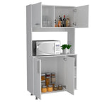 Kitchen Pantry Double Door Cabinet, Four Legs, Three Shelves