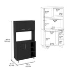 Kitchen Pantry Double Door Cabinet, Four Legs, Three Shelves