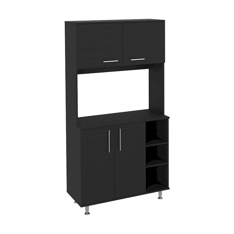 Kitchen Pantry Double Door Cabinet, Four Legs, Three Shelves