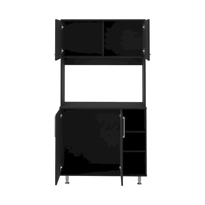 Kitchen Pantry Double Door Cabinet, Four Legs, Three Shelves