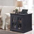 24 Farmhouse Nightstand, Wood Large Sofa Side Table, Rustic End Table - N/A