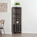 HomeRoots 71 Dark Brown Wood Corner Bar Cabinet
