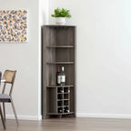 HomeRoots 71 Dark Brown Wood Corner Bar Cabinet