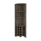 HomeRoots 71 Dark Brown Wood Corner Bar Cabinet