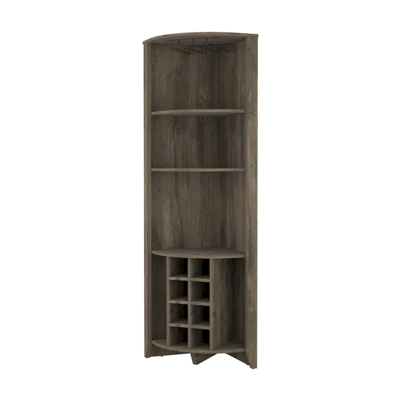 HomeRoots 71 Dark Brown Wood Corner Bar Cabinet
