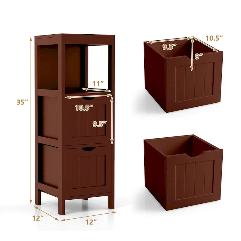 Costway Bathroom Floor Cabinet Freestanding Side Storage Organizer - See Details