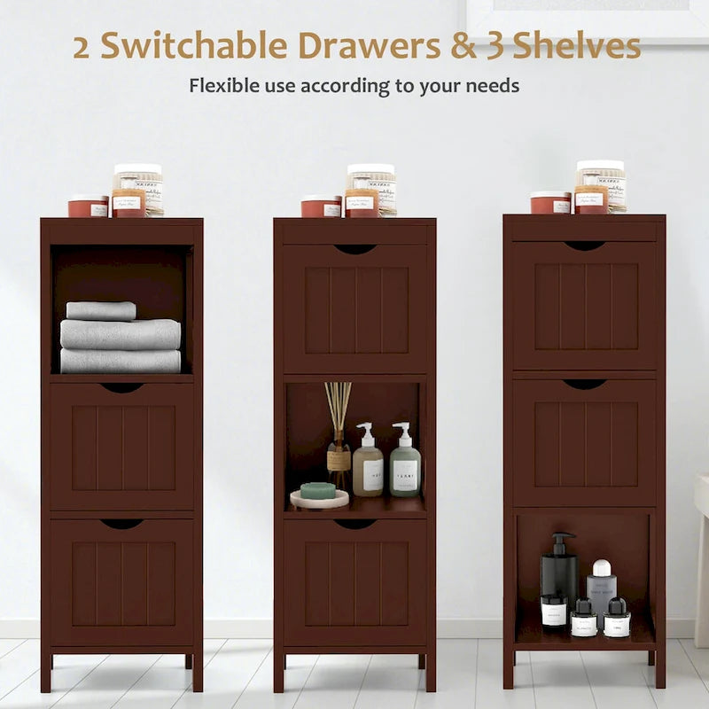 Costway Bathroom Floor Cabinet Freestanding Side Storage Organizer - See Details