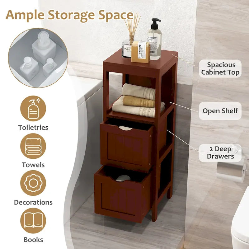 Costway Bathroom Floor Cabinet Freestanding Side Storage Organizer - See Details