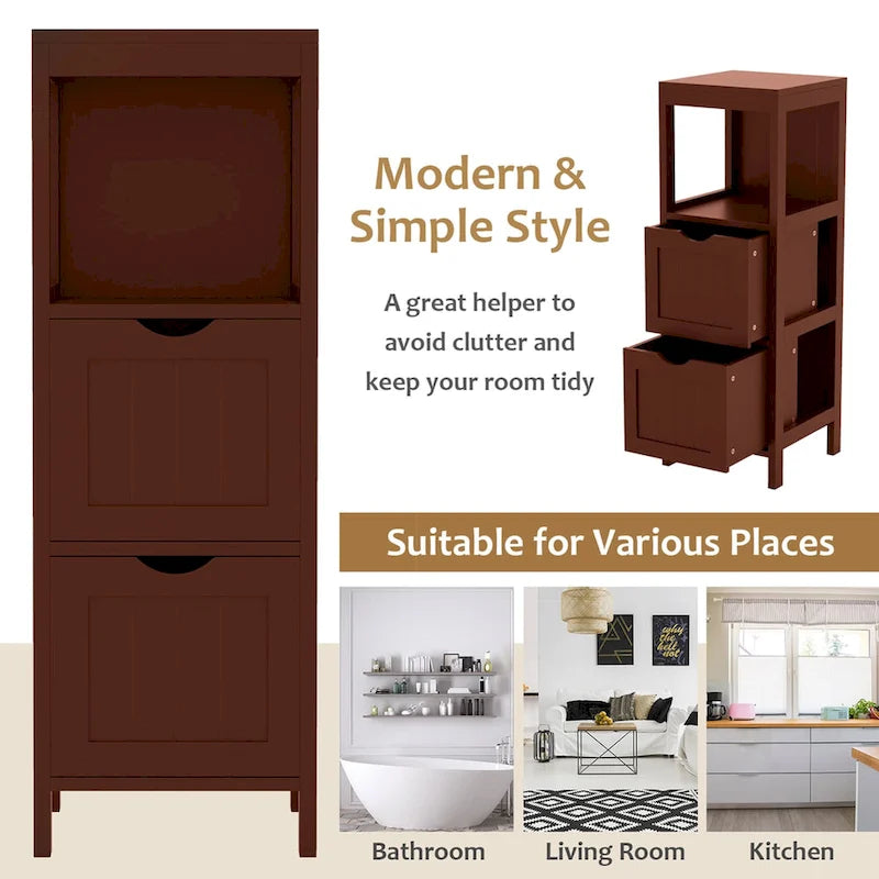 Costway Bathroom Floor Cabinet Freestanding Side Storage Organizer - See Details