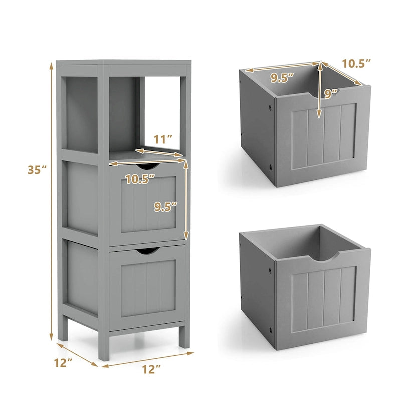 Costway Bathroom Floor Cabinet Freestanding Side Storage Organizer - See Details