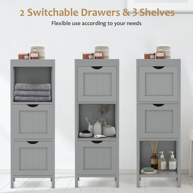 Costway Bathroom Floor Cabinet Freestanding Side Storage Organizer - See Details