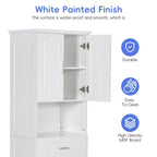 Tall Bathroom Storage Cabinet with Tilt-Out Laundry Basket, Drawer and Adjustable Shelf, Freestanding Floor Cabinet