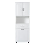 Tall Bathroom Storage Cabinet with Tilt-Out Laundry Basket, Drawer and Adjustable Shelf, Freestanding Floor Cabinet