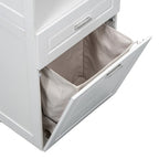Tall Bathroom Storage Cabinet with Tilt-Out Laundry Basket, Drawer and Adjustable Shelf, Freestanding Floor Cabinet