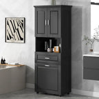 Tall Bathroom Storage Cabinet with Tilt-Out Laundry Basket, Drawer and Adjustable Shelf, Freestanding Floor Cabinet
