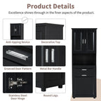 Tall Bathroom Storage Cabinet with Tilt-Out Laundry Basket, Drawer and Adjustable Shelf, Freestanding Floor Cabinet