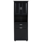 Tall Bathroom Storage Cabinet with Tilt-Out Laundry Basket, Drawer and Adjustable Shelf, Freestanding Floor Cabinet
