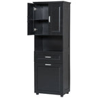 Tall Bathroom Storage Cabinet with Tilt-Out Laundry Basket, Drawer and Adjustable Shelf, Freestanding Floor Cabinet