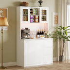 Tall Storage Cabinet with Countertop and LED Lights