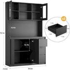 Tall Storage Cabinet with Countertop and LED Lights